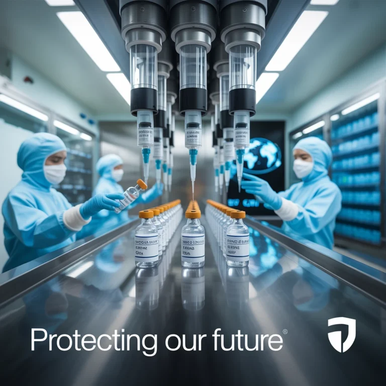 Vaccine production line with vial inspection in sterile environment